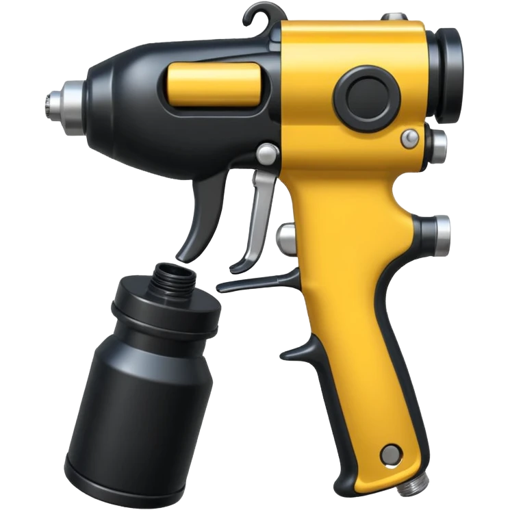black and metal spray gun with clear attached emoji