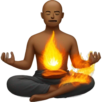 Create an emoji with a man meditating in fire emoji