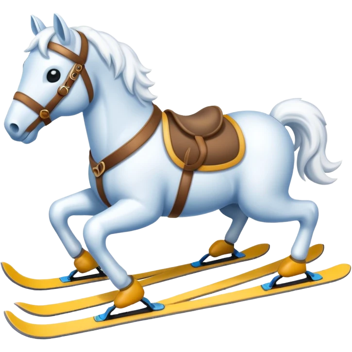 A snow horse made of snow with ski emoji