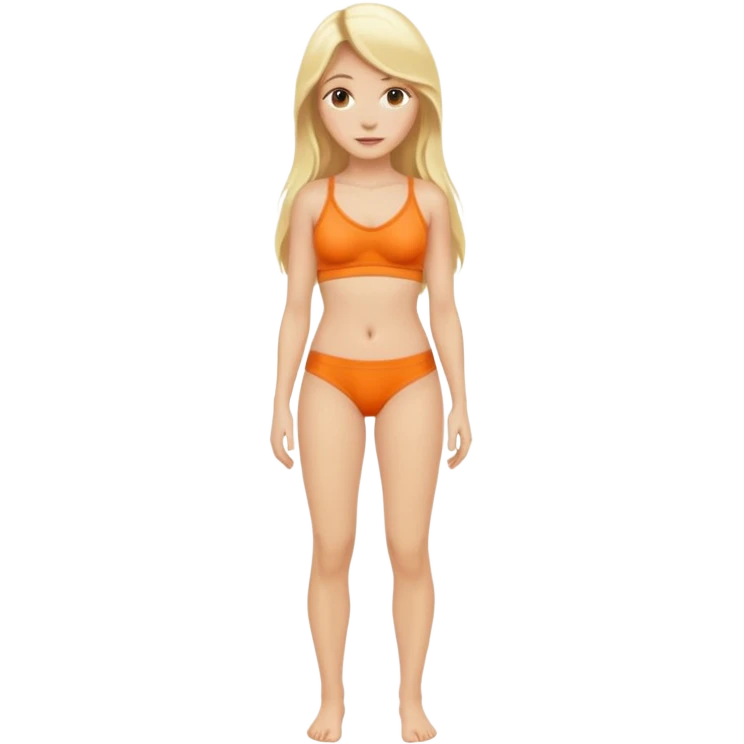 blonde long hair full length orange underwear emoji