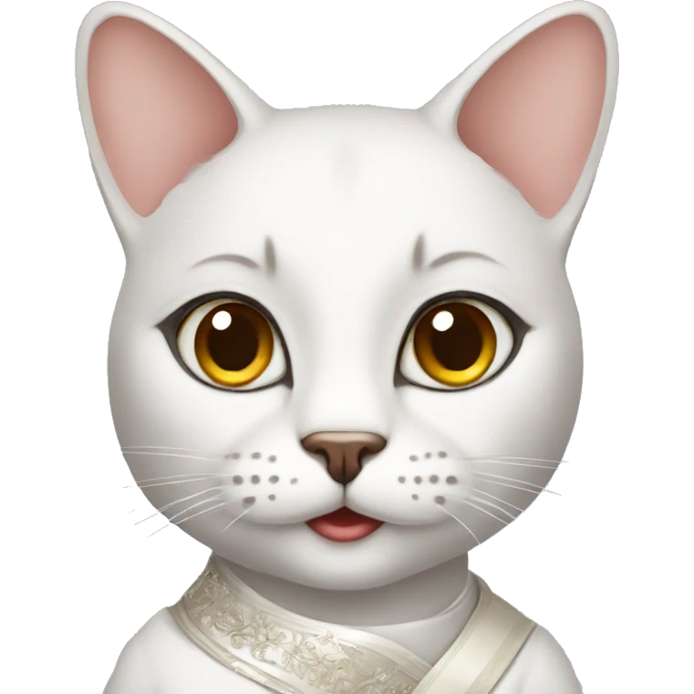 a politician cat in white saree emoji