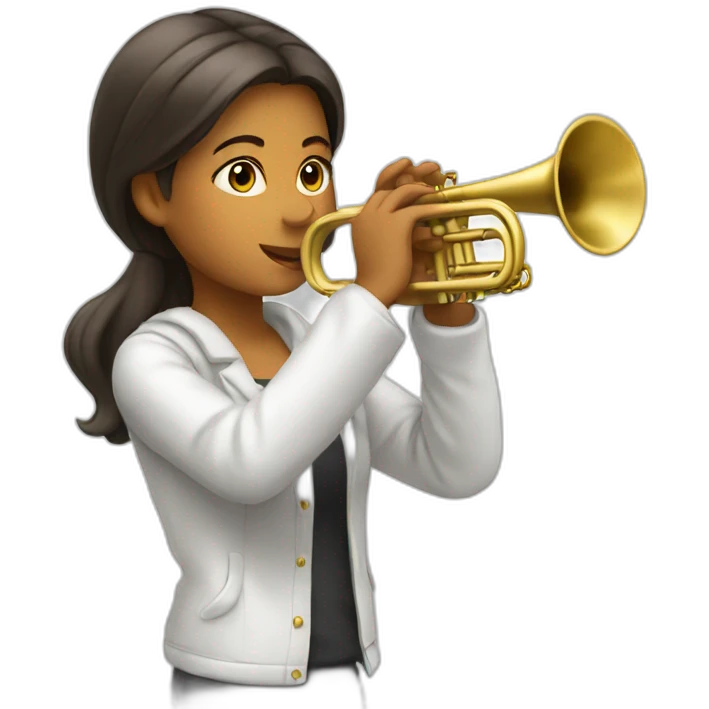 A girl playing white trumpet emoji