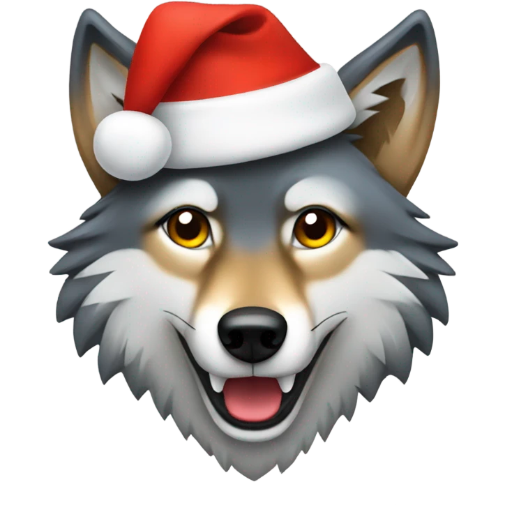 Wolf wearing Christmas hat  emoji