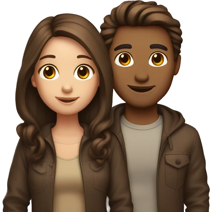 cute couple acts brown hair emoji