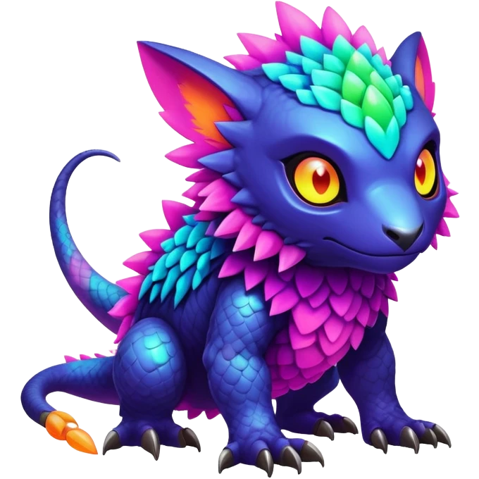  futuristic lush warm-colored colorful neon-colored cyber-Fakémon-Digimon-Trico-creature emoji