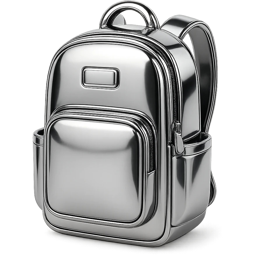 Minimal flat icon of a modern work backpack, clean geometry emoji
