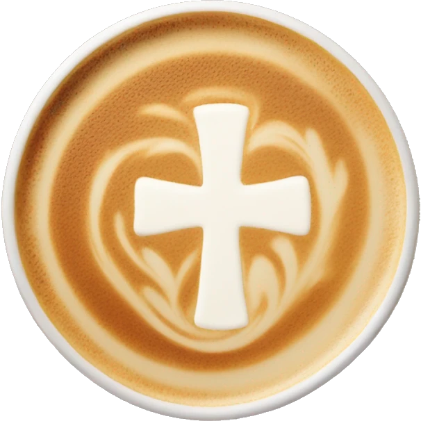 Latte with art of cross emoji