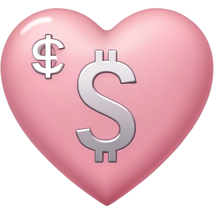 corazón rosa con signo de dinero en medio blanco  emoji