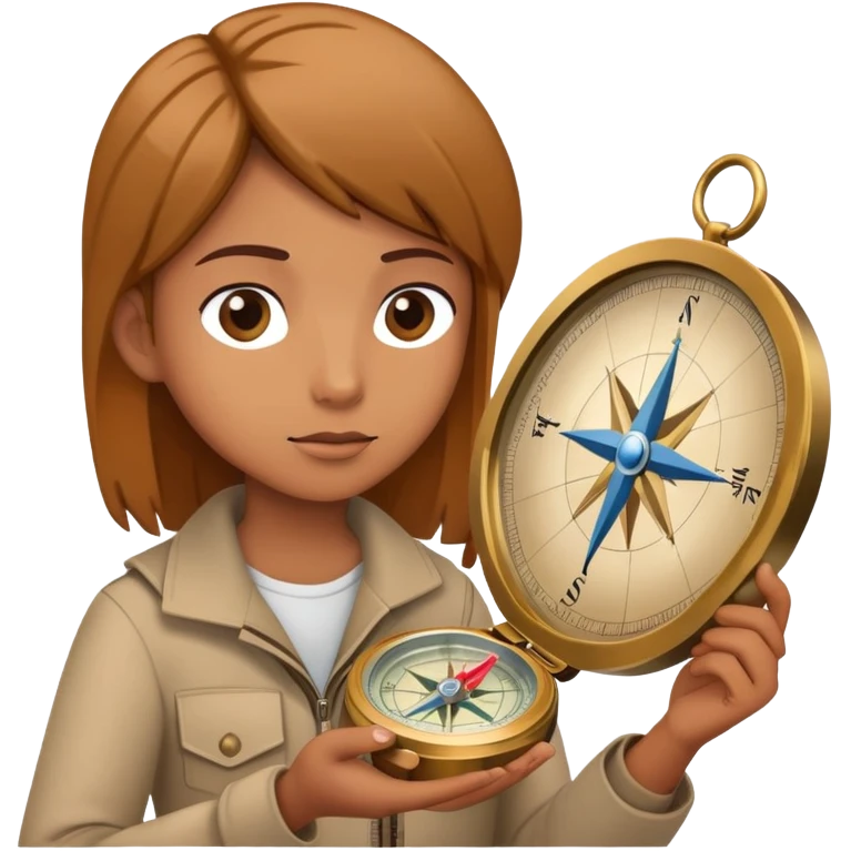 Person with compass focused on star destination, not looking at map emoji