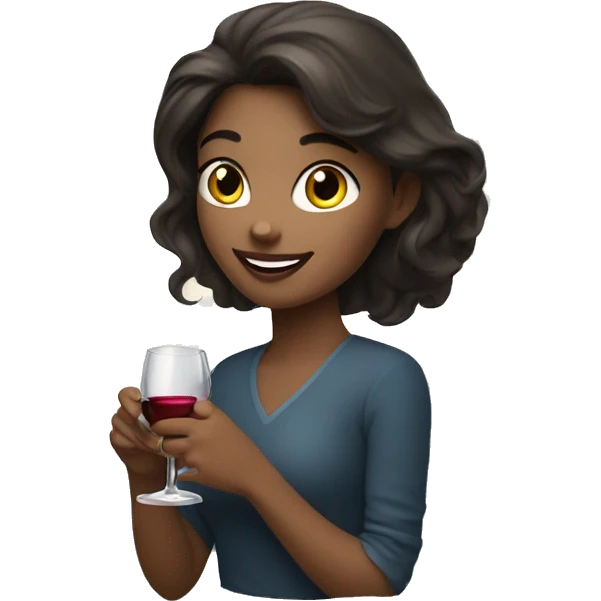 Medium-haired Brunette Girl near the moon with wineglass in hand emoji