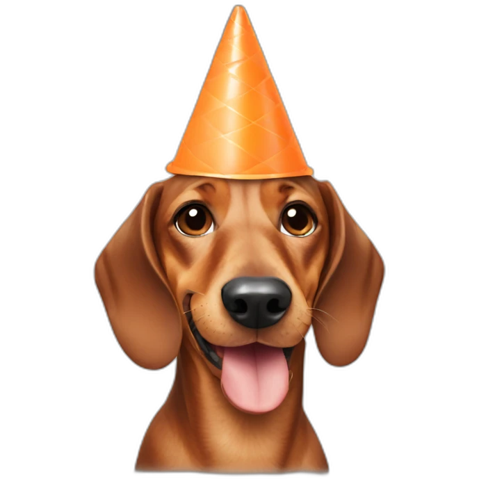 dachshund with a cone emoji