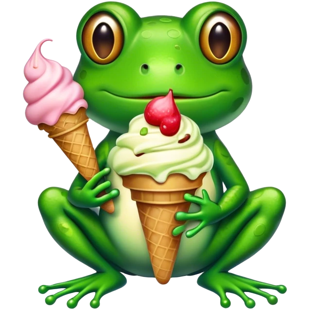 Frog with ice cream emoji