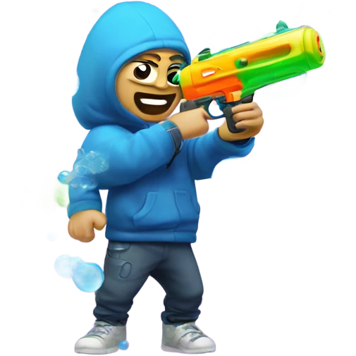 Caucasian Raver with water gun surrounded by bubbles emoji