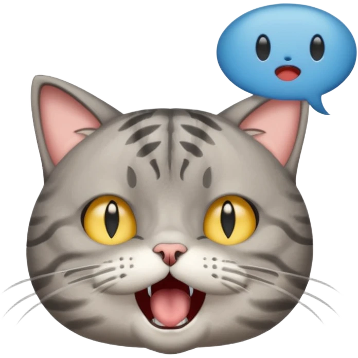 Cat meme, a gray tabby cat holding its head and screaming, with its eyes closed and mouth open, looking annoyed emoji