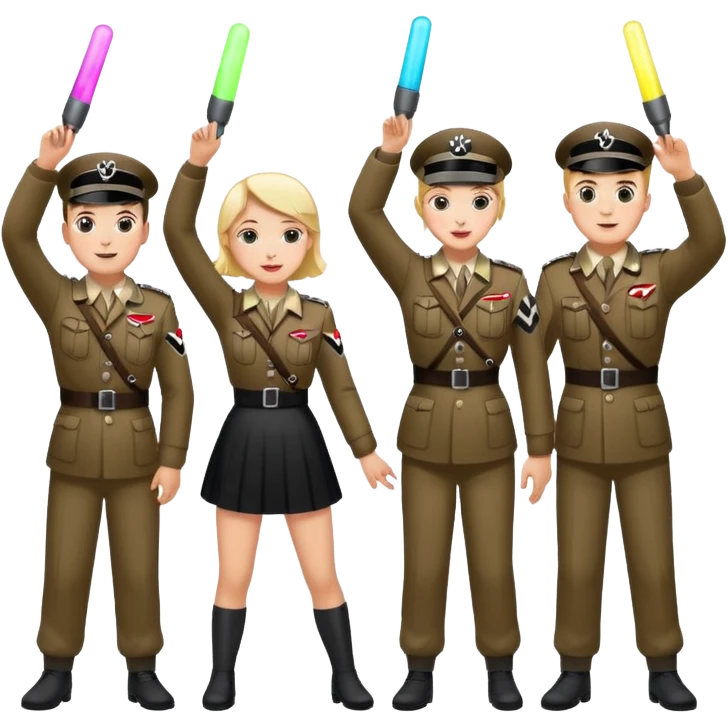 Nazis dancing with glow sticks saluting emoji