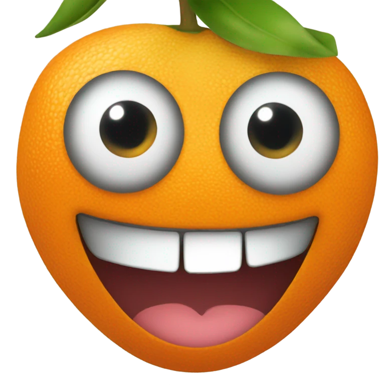 Orange fruit with eyes cute emoji