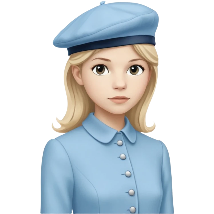 Clemence Poesy is Fleur Delacour in harry potter, light blue dress, light blue classic French beret – soft, round, and slightly tilted to one side. emoji