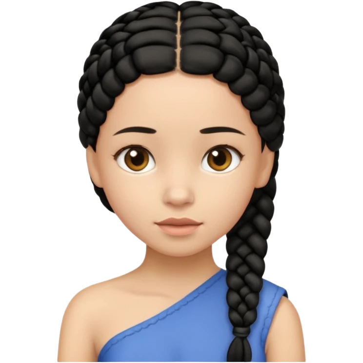Girl with black braid  on one shoulder that is plain at the head emoji