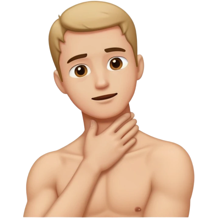 A guy grabbing is neck  emoji