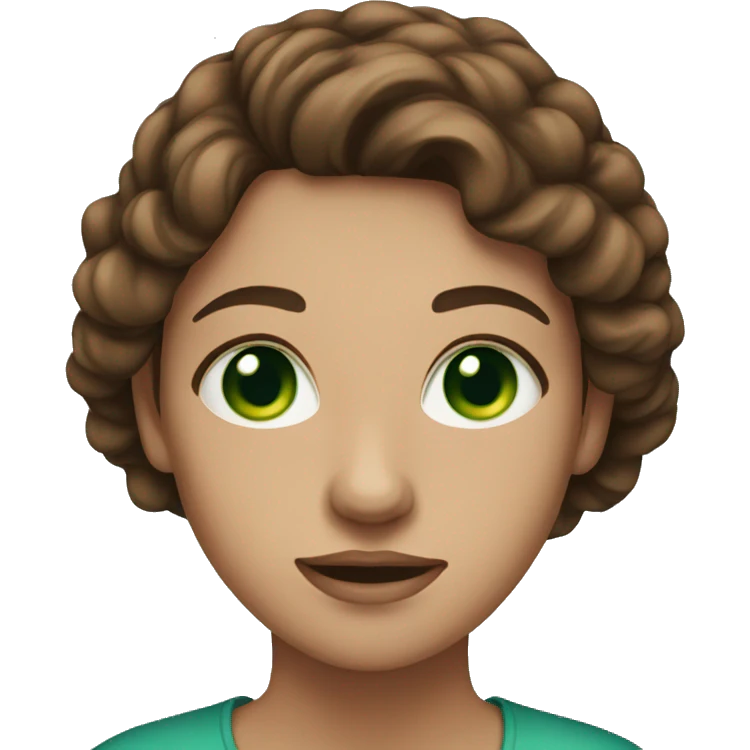 Women with green blue eye and brown hair  emoji