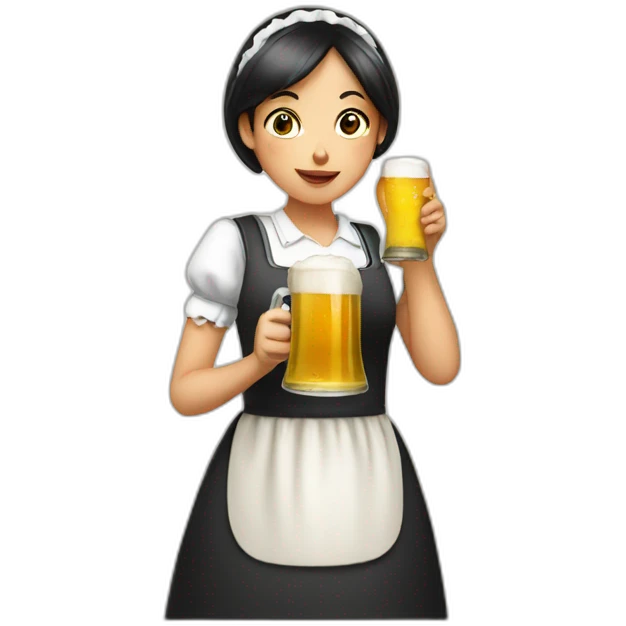 maid drinking a beer emoji