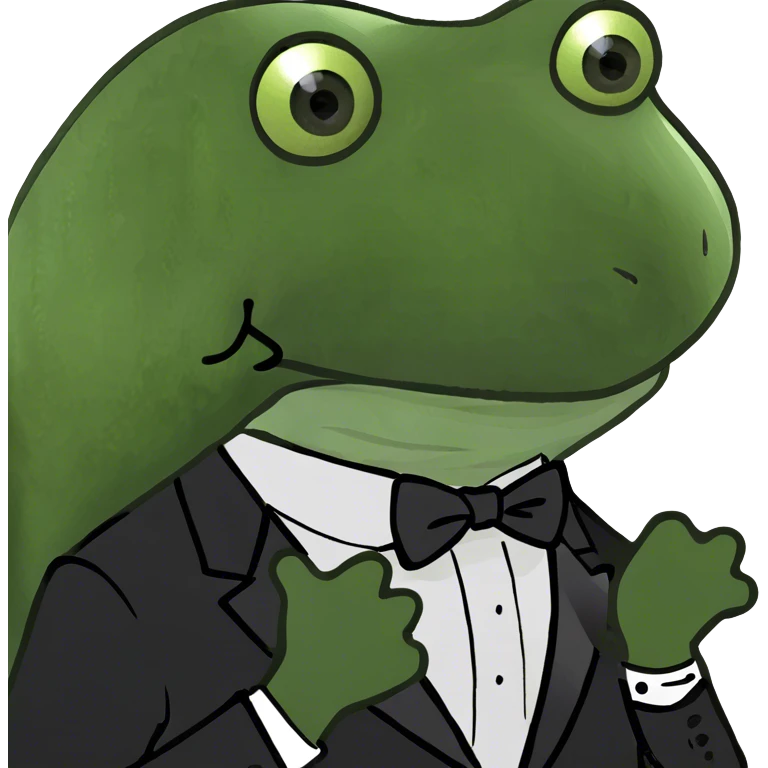 bufo wearing a black tuxedo  emoji