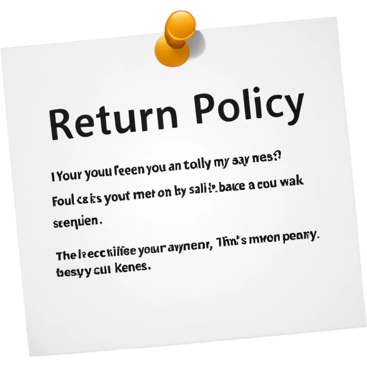 just 2 words "return policy", no background emoji