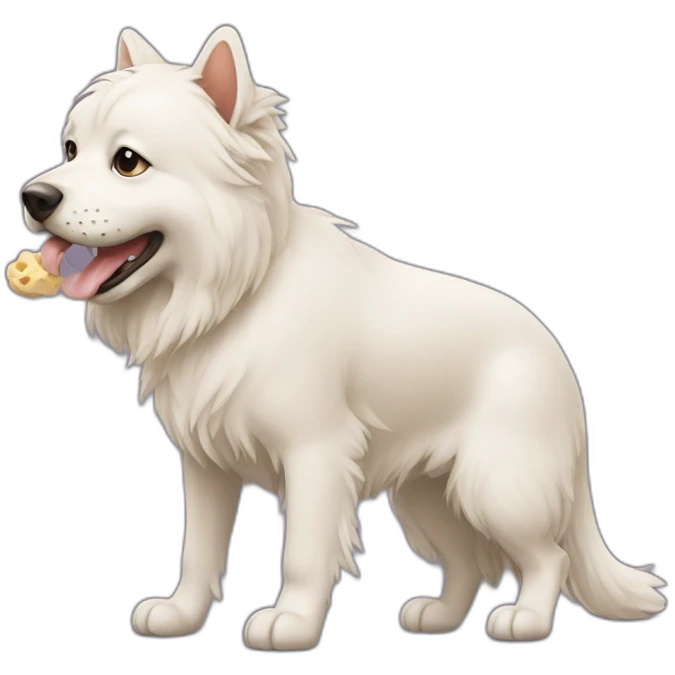 Bobtail with bone in mouth emoji