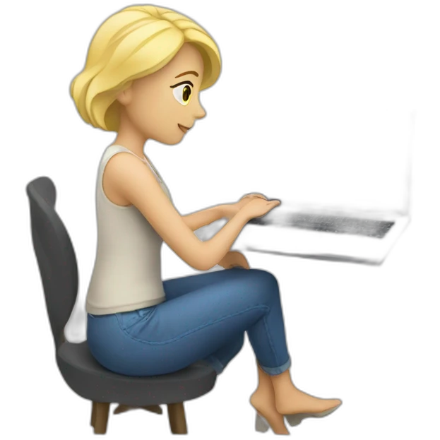 blonde woman watching on laptop emoji