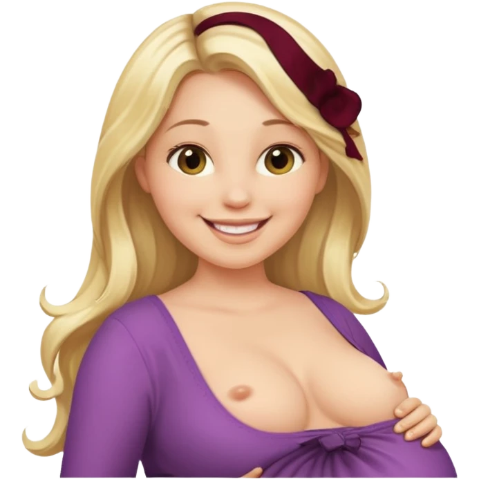 Kobieta blondynka długie włosy w ciąży duże cycki emoji