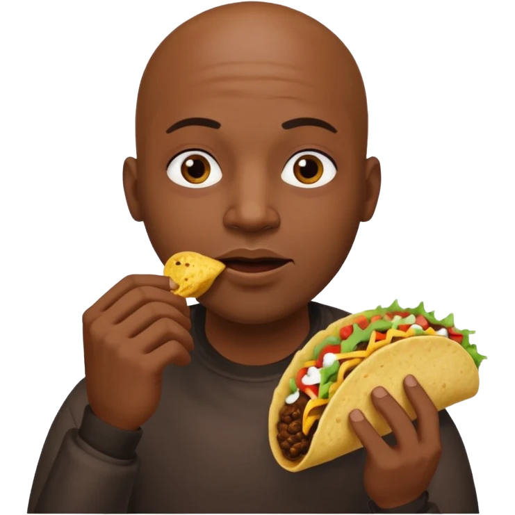 Bald black man eating a taco emoji