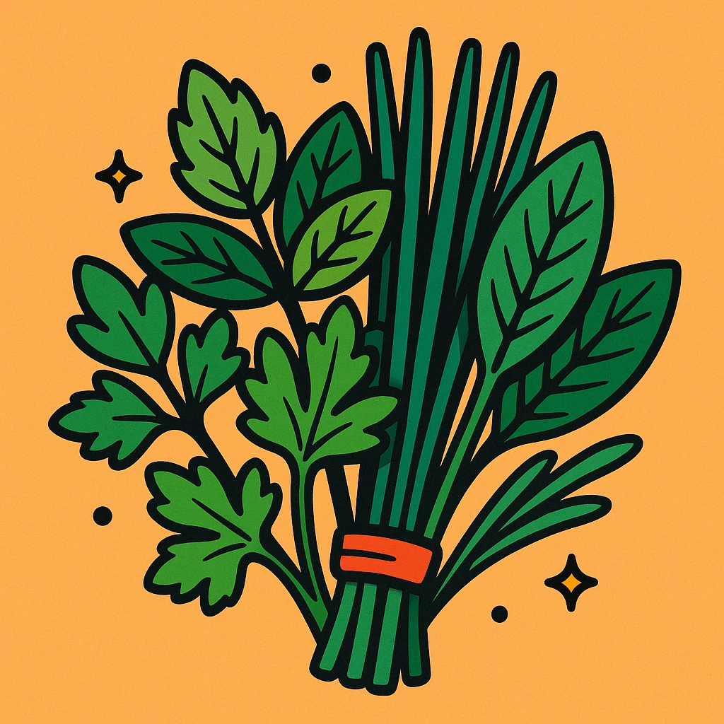 herbs, vibrant cartoon style emoji