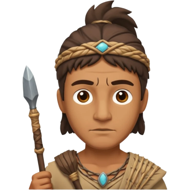 ancient man with stone spear, half body emoji