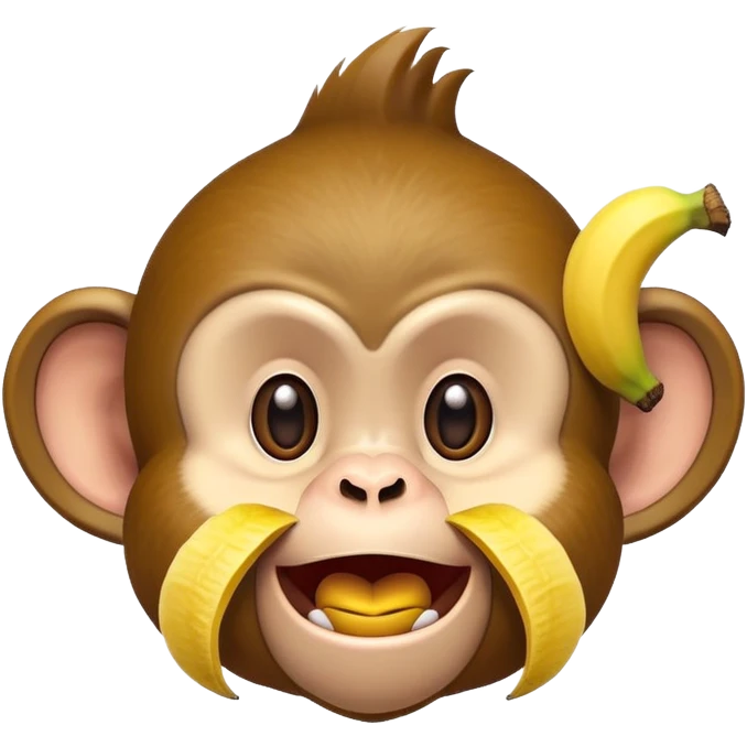 monkey making a goofy face with banana peel on head emoji