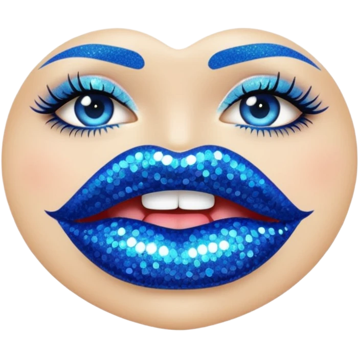 blue glitter lips emoji