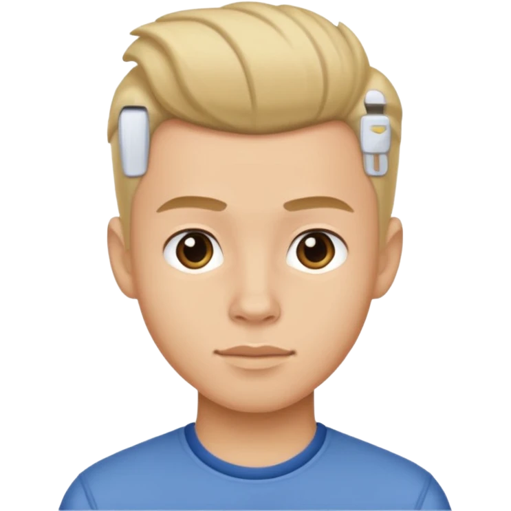 Young man with pompadour hair emoji
