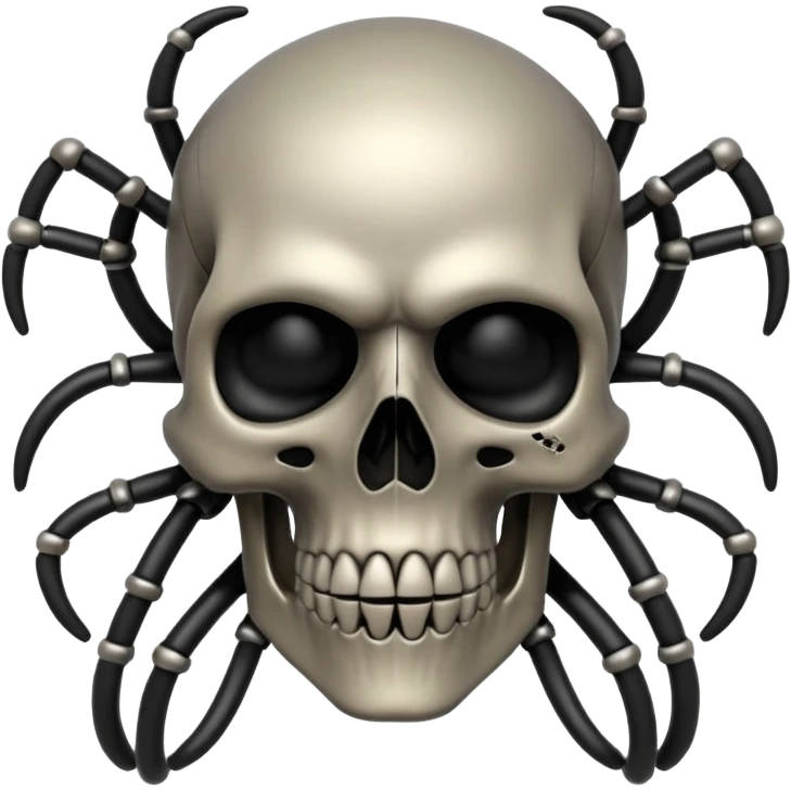 network of black wires and skulls, undead biomechanical, Giger style emoji