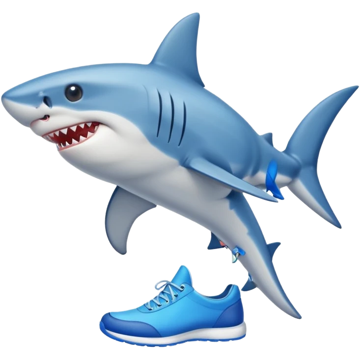 Shark with legs wearing blue shoes emoji