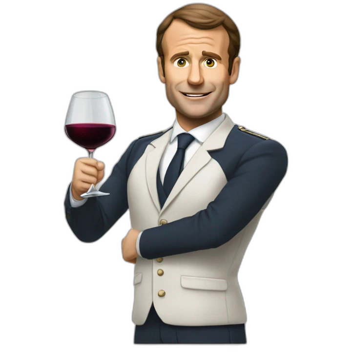 Macron boit du vin emoji