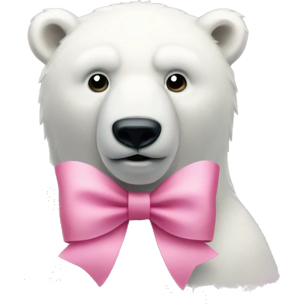 polar bear with a pink bow on its head emoji