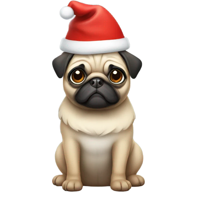 Pug wearing Santa hat emoji