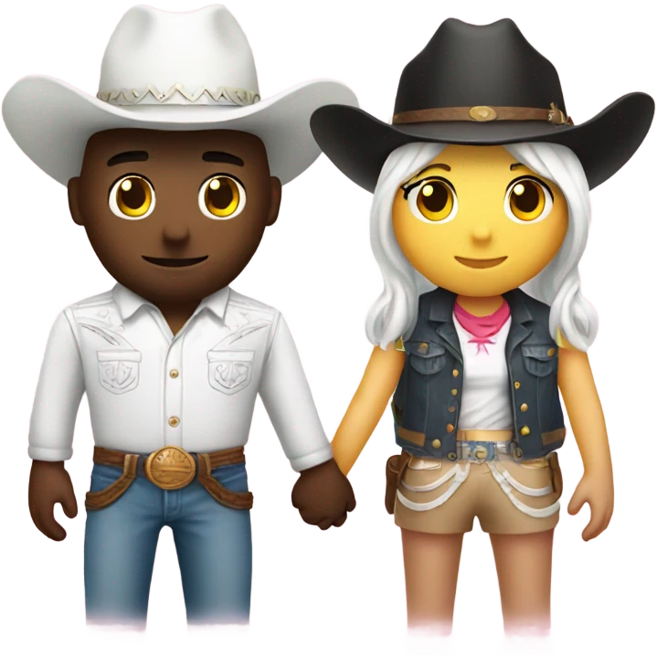 White Cowboy and white hello kitty holding hands  emoji
