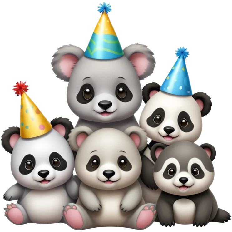 Koala’s birthday party with panda, baby seal and a puppy emoji