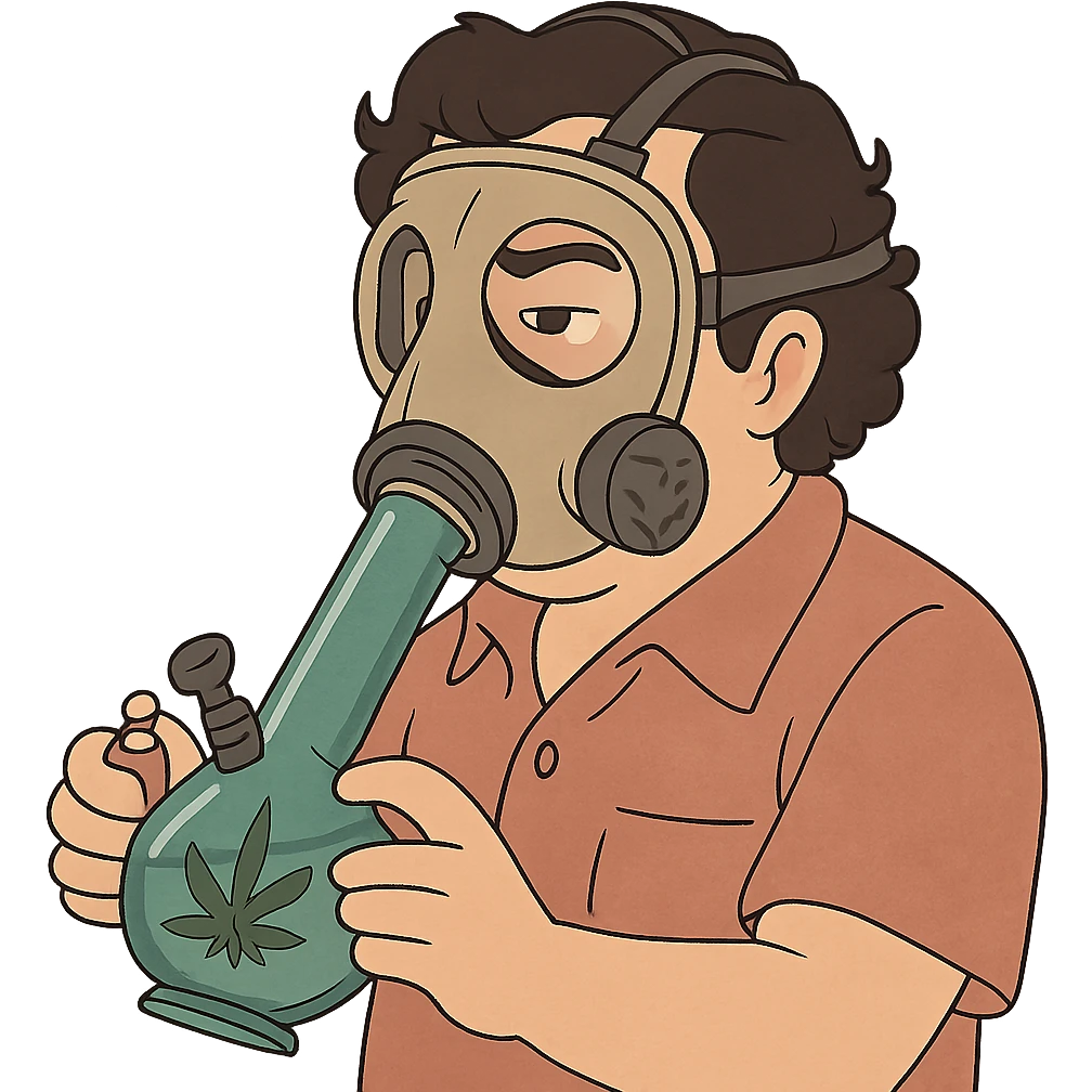 pablo escobar wearing a gas mask cannabis bong emoji