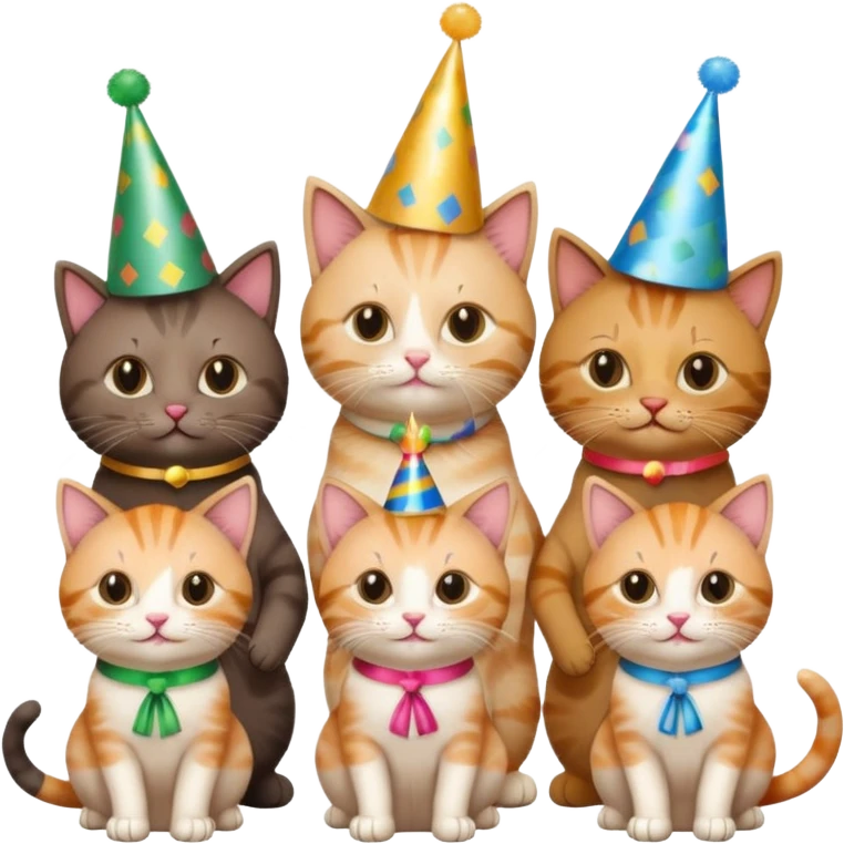 3 cats and a kitten at a birthday party emoji