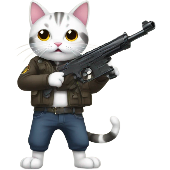 Cat with gun anime emoji