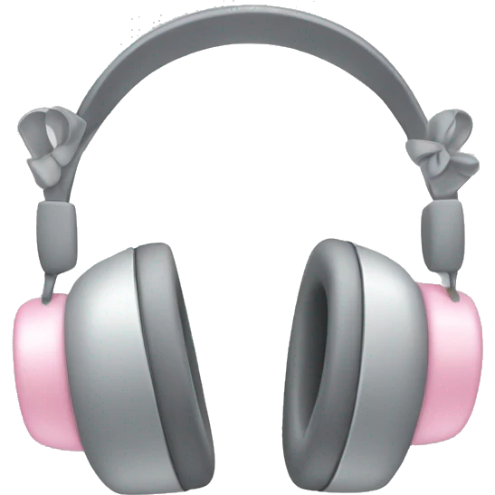 grey headphones with light pink bow emoji