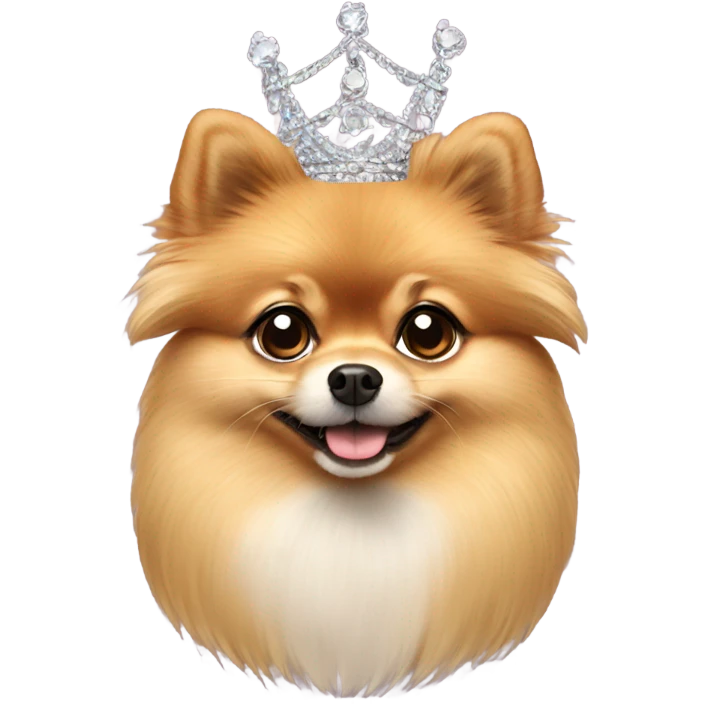 Pomeranian wearing a tiara emoji