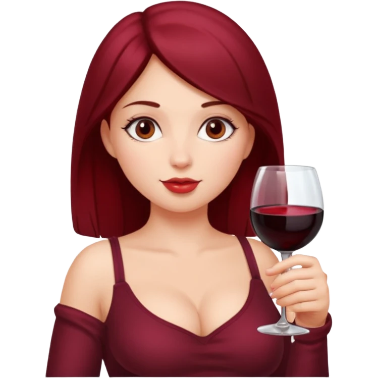 Girl with boobs drinking wine emoji