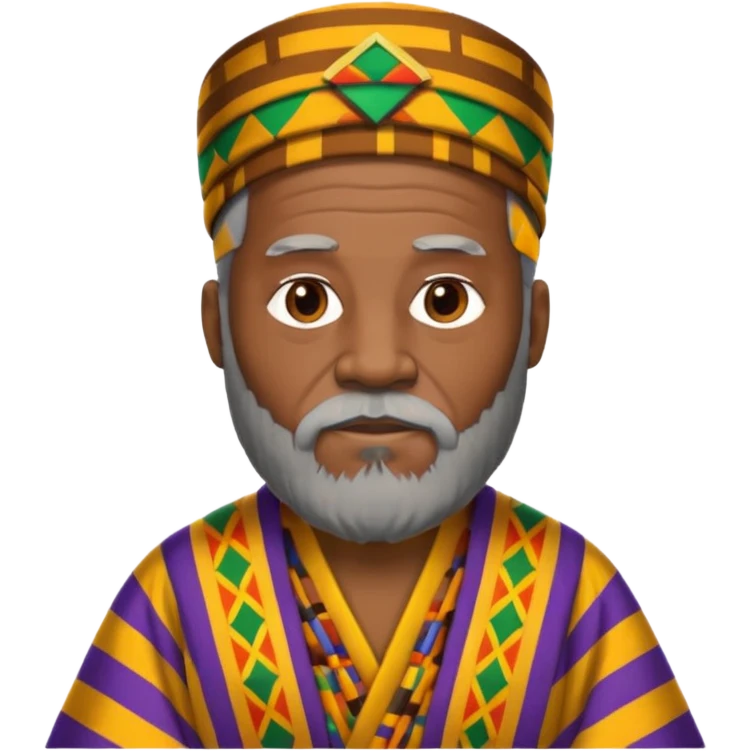 Create an emoji of an old African king with a large beard wearing kente cloth and white shirt emoji